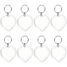 8Pcs Heart Shape Clear Acrylic Photo Frame Keyring for Women and Men