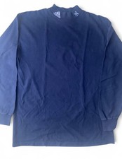Vintage Adidas NY Yankees Mock Neck Long Sleeve Shirt Mens Navy Blue USA Made