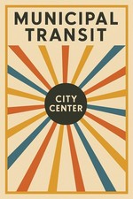 Municipal Transit City Center Poster - 1950s Retro Style - 24x36&rdquo; 🚌🚏