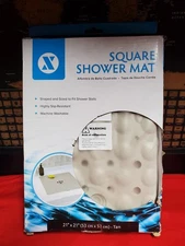  Tan Non-Slip Shower Mat with Drain Holes: SlipX Solutions Square Shower Mat