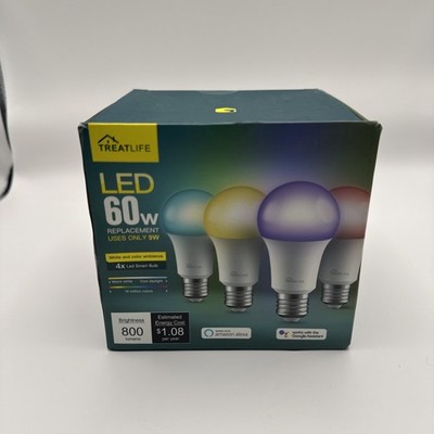 TREAT LIFE-LED Smart Light Bulbs 4 Pack, UL Certified 2.4GHz Color Changing 60W