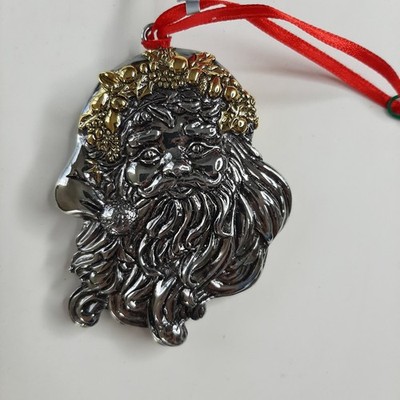 Waterford Georgian Santa  Silverplate & Gold Tone Metal Ornament 3.5'' No Box.