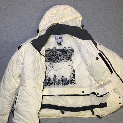 Roxy Puffer Jacket Womens Small Cream Endurance Series Snowboard Ski Coat