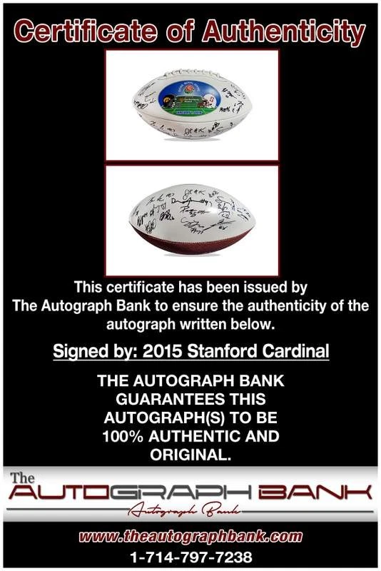 2015 Stanford Cardinal team signed football w/Certificate autographed (49 - Image 3 of 3