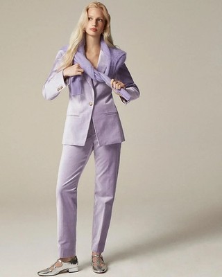 J.Crew Alexandra Velvet Blazer Womens 4 Lilac Purple Peak Lapel One-Button