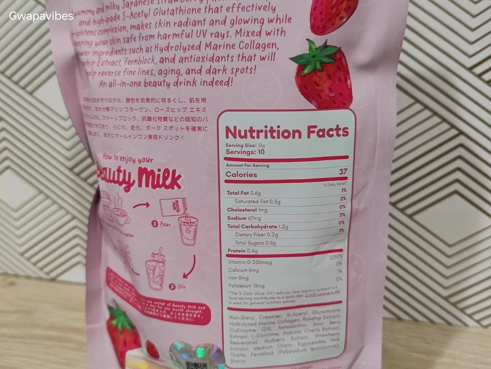 DearFace Beauty Milk Premium Japanese Strawberry Glutathione Drink (US Seller) - Image 3 of 3