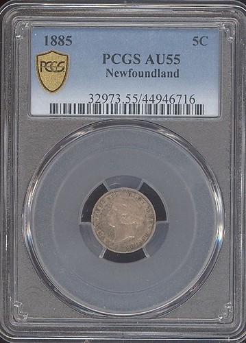 1885 Newfoundland 5 Cents PCGS AU55