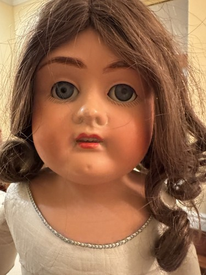 #ad #ad Antique Vtg Celluloid Head Doll Leather Body Glass Eyes Repair Project Parts TLC $40.00