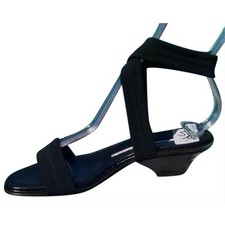 Donald Pliner Black Kogi Gator Leather Sandal Shoe Mesh Ankle Wrap NWT 225