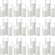 36 White Pillar Candles Clear Glass Vases for Elegant Wedding Centerpieces