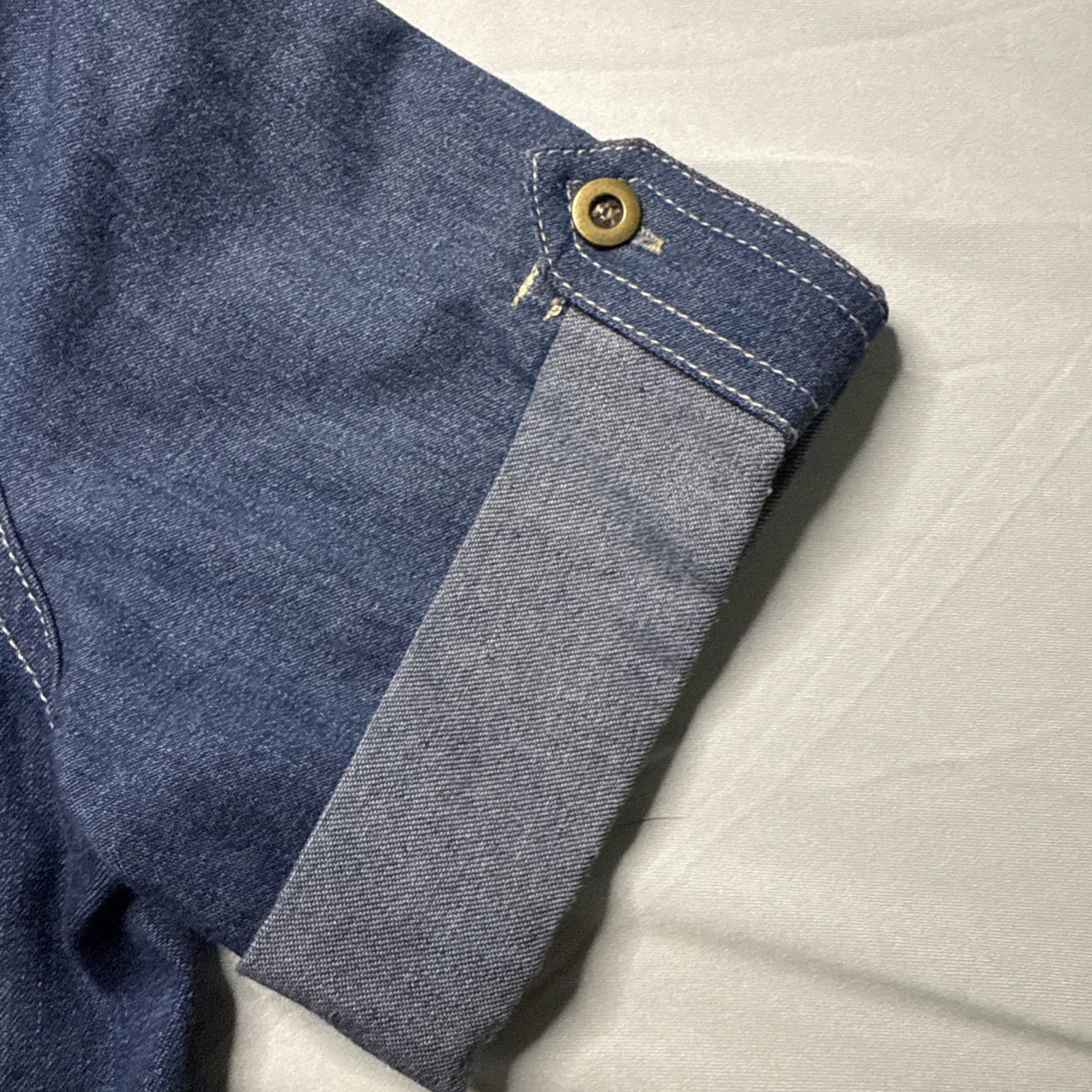 Vintage Western Patchwork Denim Button Down Shirt… - image 5