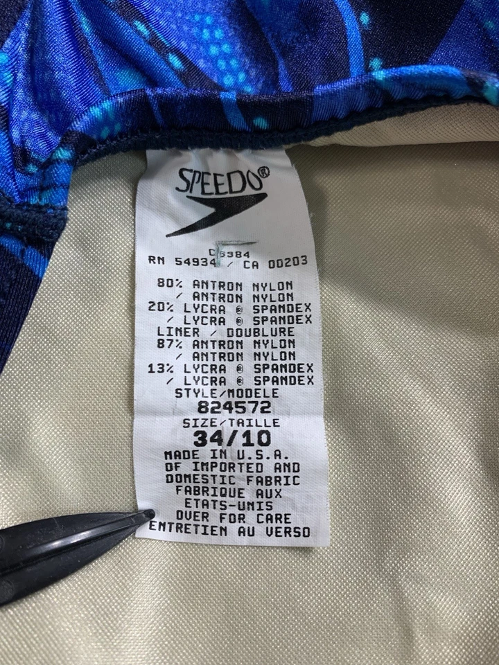 Traje de baño Speedo de colección para mujer talla 34/10 azul geométrico de una pieza espalda deportiva años 90 EE. UU. Foto 3 de 4