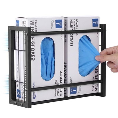 Magnetic Glove Holder, Wall Mount & Fridge Mount Metal Dispenser Holds 2 Boxe...