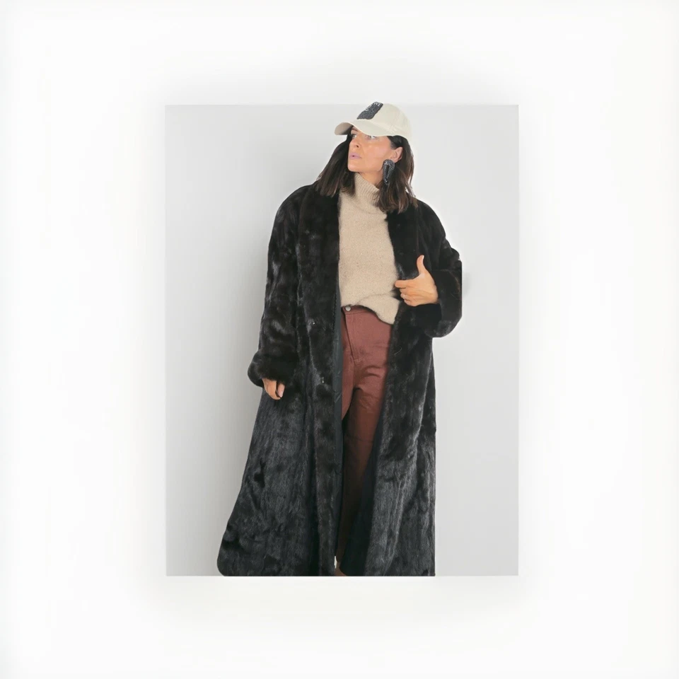 Abrigo de lujo vintage de piel de visón marrón Bloomingdale’s largo completo con ganchos talla 12 Foto 2 de 4