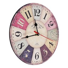  Wooden Wall Clock Modern  Vintage Rustic Shabby  Office Cafe8581