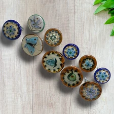 Vintage Lot 10 Ken Edwards Mexico Pottery Knobs Drawer Pulls Handmade Artisan