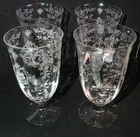 Lot of 4 Vtg Elegant Depression Glass Fostoria Navarre Water Goblets 1936-82