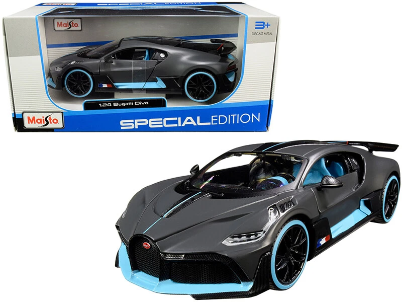 Bugatti Divo Satin Gray Blue Special Edition 1 24 Diecast Model Car US Kids Toys