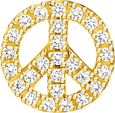 Thomas Sabo Damen Einzel Ohrstecker Gold Peace weiße Steine 925 Sterlingsilber H