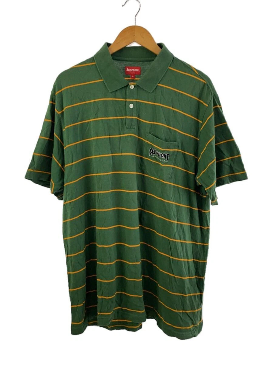Supreme Thrasher Stripe Polo/Polo shirt/XL/Cotton/GRN/Striped/Used