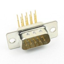 1Pcs Gold Plated D-SUB 9 Machine Pin Male Right Angle PCB Connector 2 Rows DB9