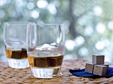 Soapstone Whiskey Stones Set - 6 Reusable Stones Travel Pouch, Made in USA!