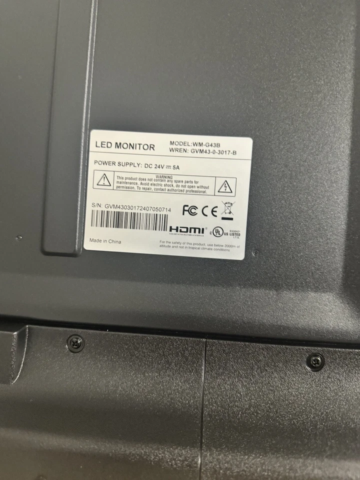 43” Wren LED Monitor HDMI Model # GVM43-0-3017-B - Image 2 of 4
