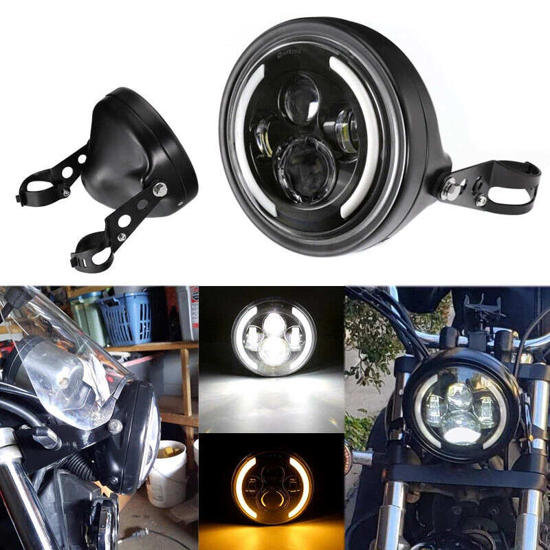 7 inch 60W Motorcycle Headlamp with DRL Turn Signal+LED Headlight Housing Bucket - Image 2 of 4