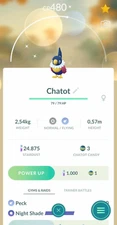 - Shiny Chatot - P T C have 80.000 stardust - Description