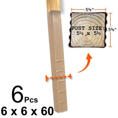Post Protector Composite Fence Post 6'' x 6'' x 60'' In-Ground (Case-Of-6-Pcs)