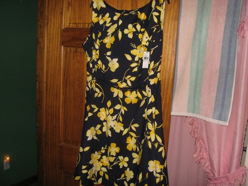 WOMENS DRESS SIZE 22W NAVY BLUE W/YELLOW FLOWERS SPRING SUMMER EASTER  RET.$79.00 | eBay