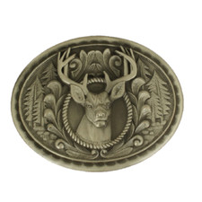 Nocona Mens Silver Oval Large Buck Belt Buckle 37992