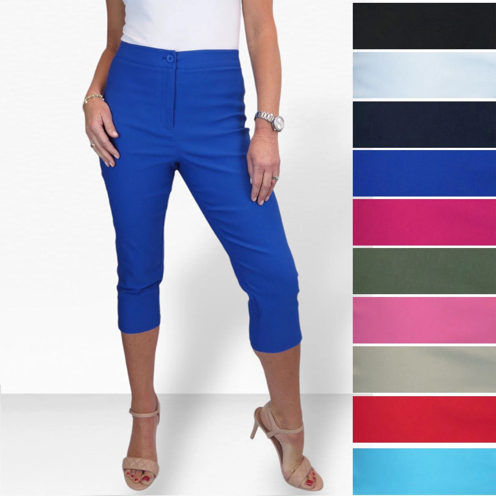 Ladies High Waist Stretch Pedal Pushers Cropped Trousers 3/4 Length Capri’s 8-22
Opens in a new wind