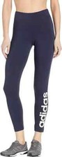 Adidas Essentials Navy/White Linear Yoga Workout Pants Womens size S