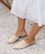 JENNI KAYNE Oiled Leather Mule Natural Beige Size 39/ US 9