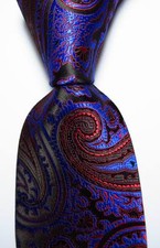 New Classic Paisley Black Blue Red JACQUARD WOVEN Silk Men's Tie Necktie