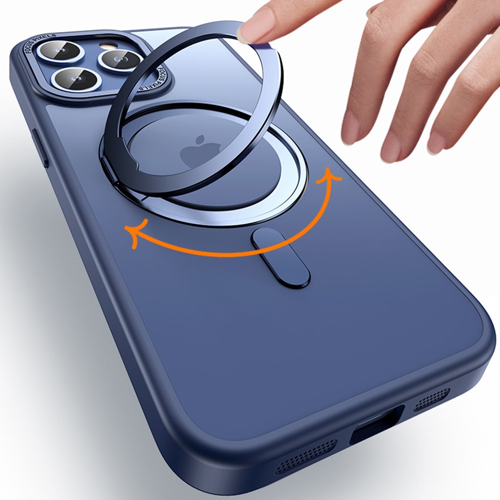 For iPhone 16 Pro Max 15 14 13 12 11 Matte Mag Safe Case with Rotating Stand