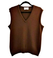 Lord Jeff Orlon Wool Men Brown Sweater Vest USA Sz M