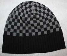 Gymboree Turbo Charged Boy's Gray Black Checkered Beanie Cap Hat Sz 5 6 7 Yrs.