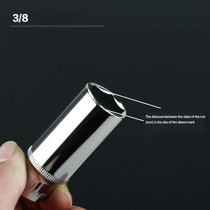 3/8" Socket Set Deep Drive 6-24mm Ratchet Deep Hex Sockets Tool Cr-v Long Reach - Image 2 of 4