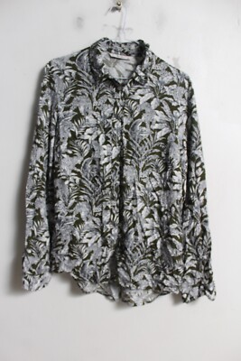 Tu Damen Animal Print Bluse Shirt schwarz weiß - Größe 10 (M18)