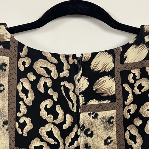 Vintage Sag Harbor Shift Dress Animal Print Shoulder Pads Back Slit Hem 20W NWT - Picture 5 of 10