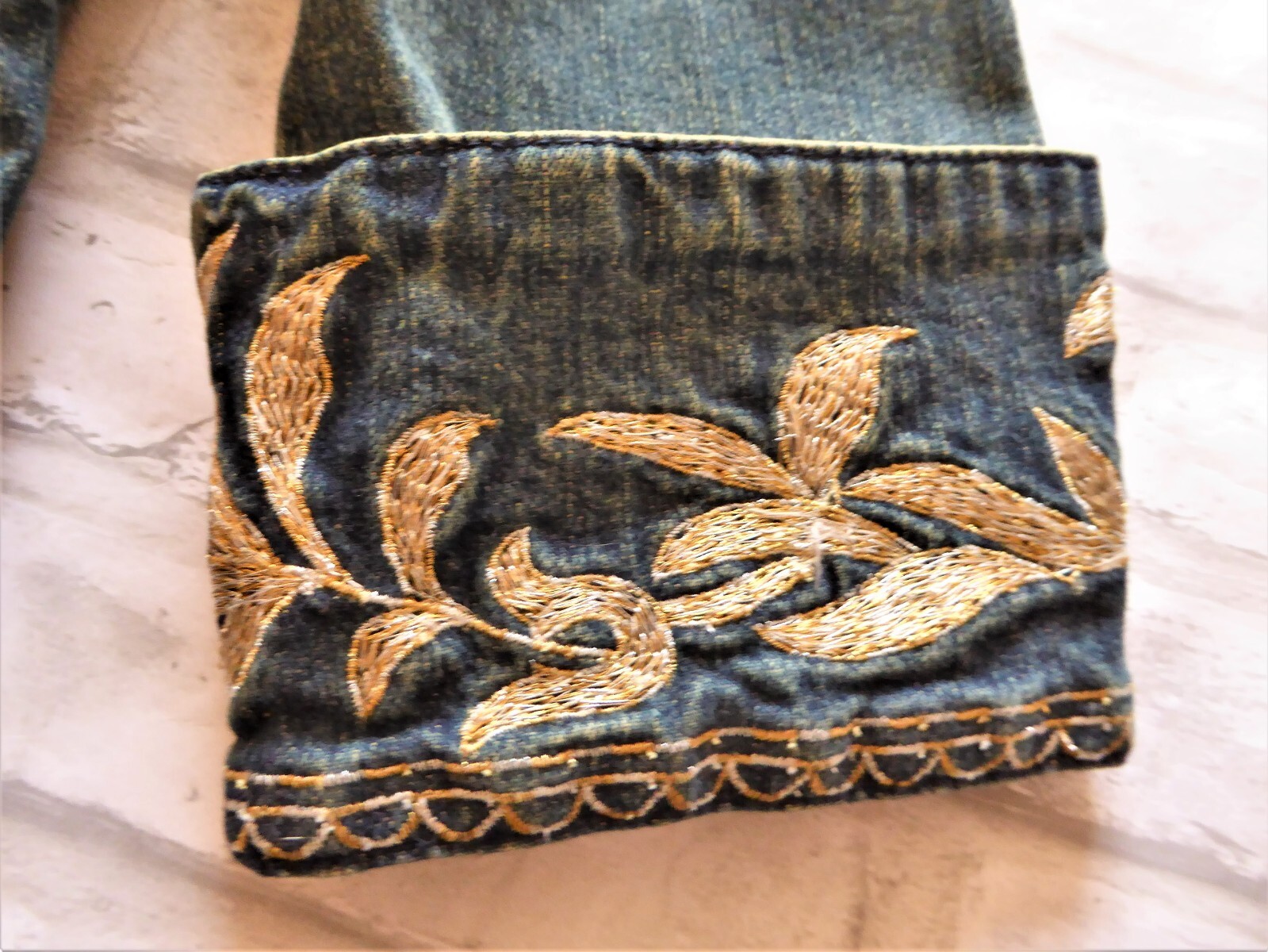 Sharon Young Blue Jean Denim Suit Jacket (10) Mom Jeans (6) Embroidered Western