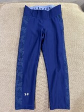 Men's Jock Under Armour 3/4 Bodybuilding Spandex Compression Tights Blue Small