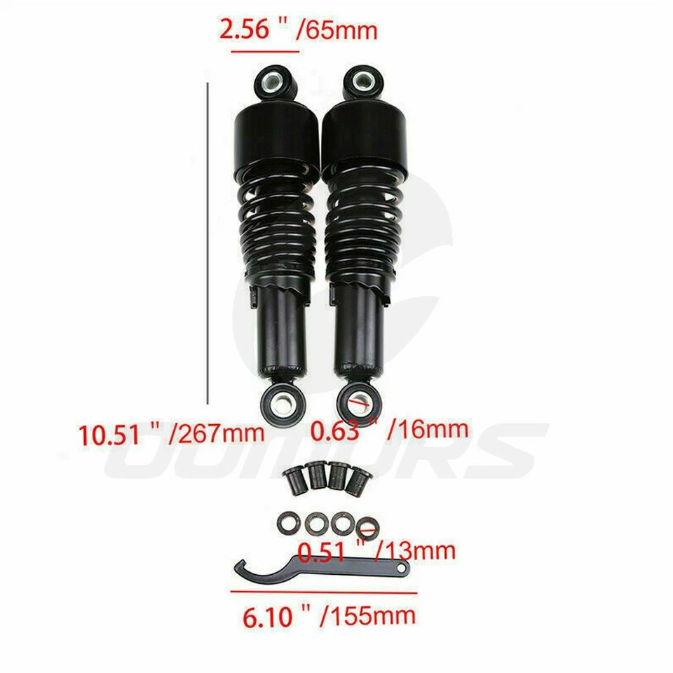 Amortiguador trasero negro 10,5"" para Harley Touring Road King Street Glide EE. UU. Foto 4 de 4