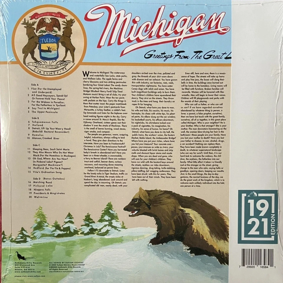 Sufjan Stevens Michigan HMV 1921 Centenary 2x Red Vinyl LP New & sealed LIMITED - Image 3 of 3