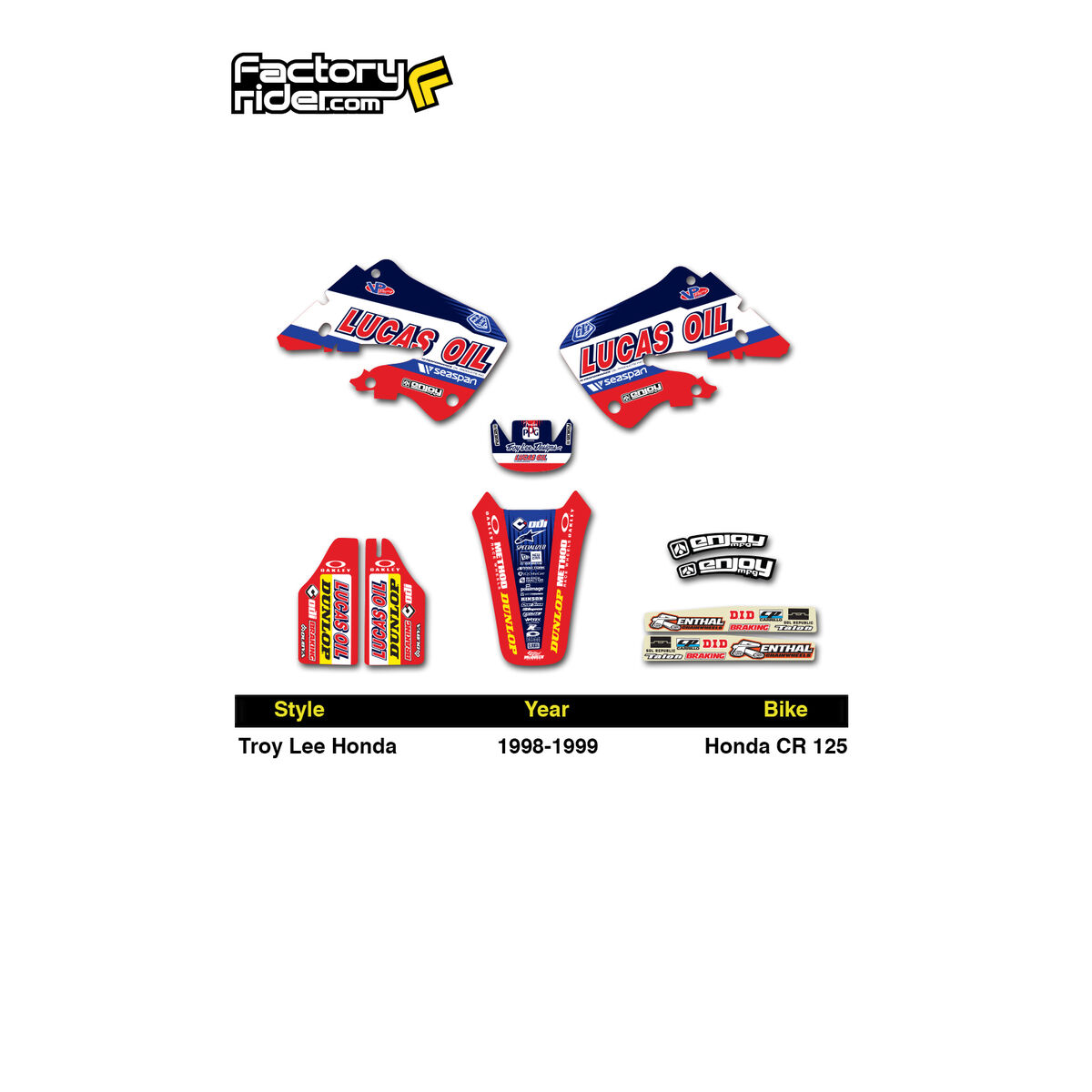 TLD Motocross Graphics Honda CR 125 1995-1997 dirt bike graphics