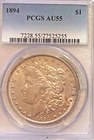 1894 P Morgan WOW, very rare, very low mintage, PCGS AU-55, free shipping