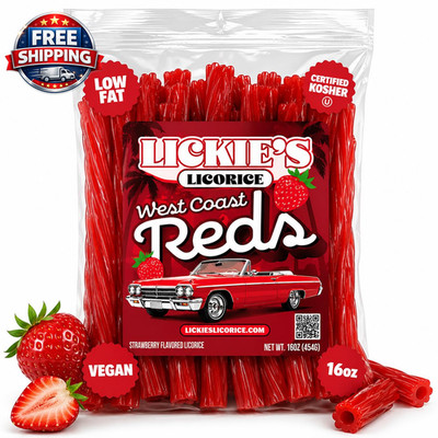 West Coast Red Licorice - 16 Ounce - Soft & Chewy Licorice Candy Twists - Fancy