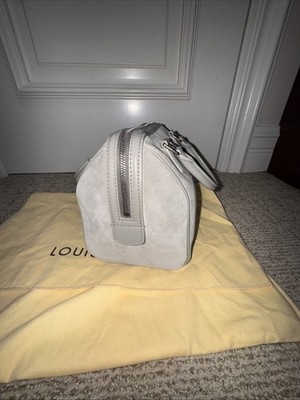 Louis Vuitton Grey Suede Speedy PM Cube Mini Illusion Bag Purse